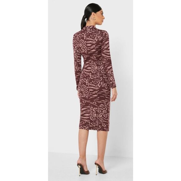 Ted Baker Brown and Pink Midi Dress - Picture 2 of 14